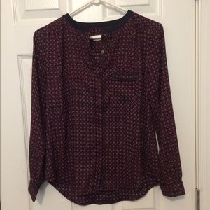 Drapey patterned long sleeve Loft top